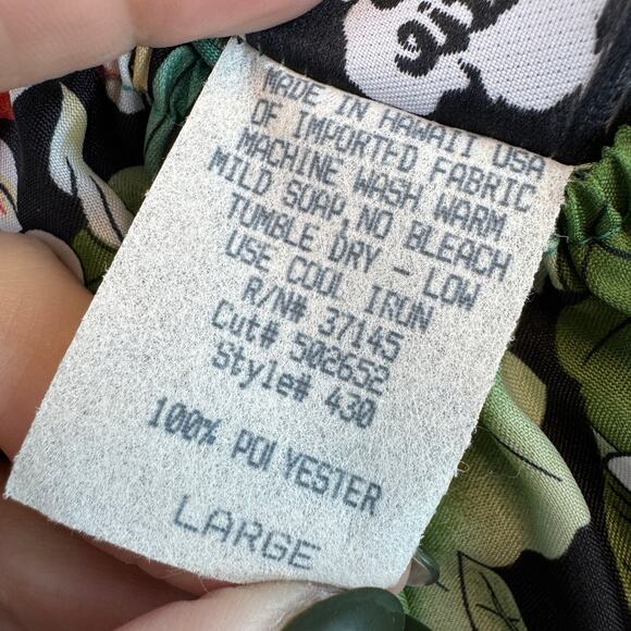 VTG Hilo Hattie Green Tropical Orchid Midi Muumuu Dress Hawaii USA Size Large - Picture 7 of 11